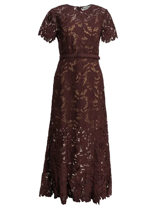 Lace Midi Dress Dresses Bordeaux - Self-Portrait