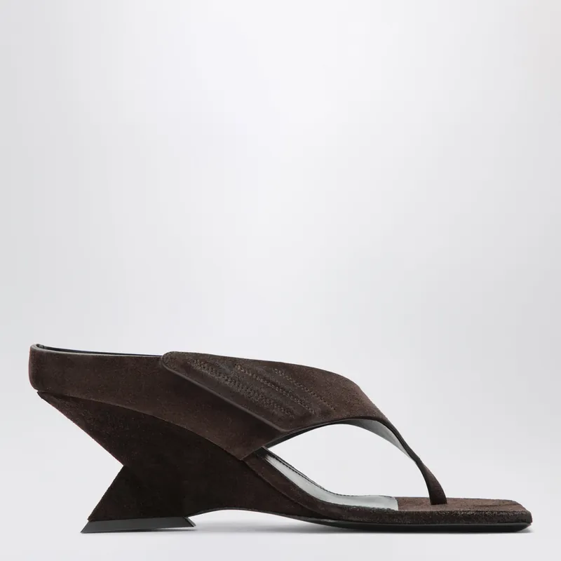 Cheope Suede Thong Sandals In Dark Brown - The Attico