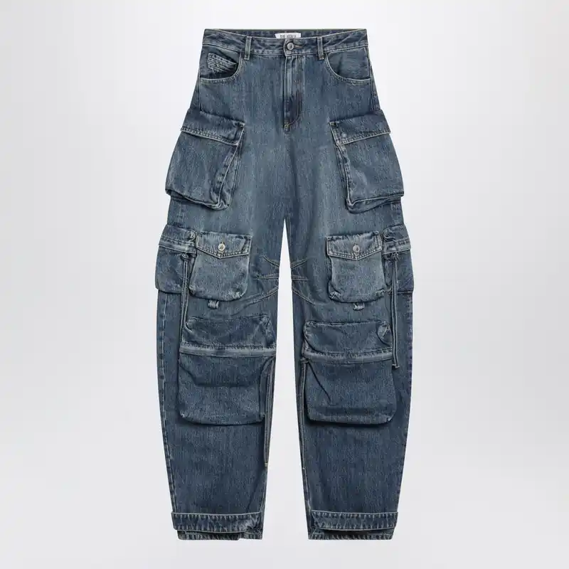 Fern Washed Blue Cargo Trousers - The Attico