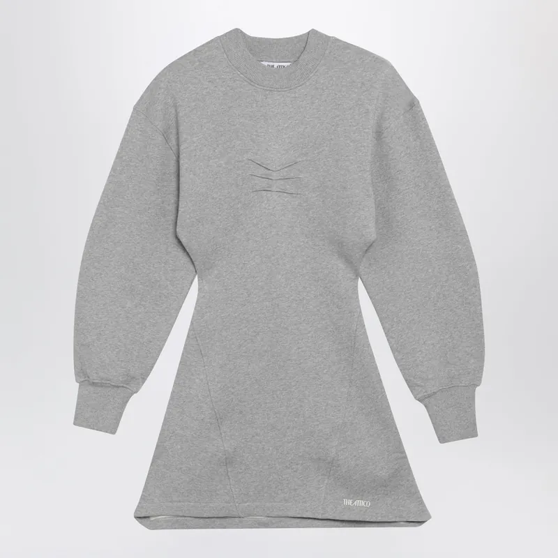 Melange Cotton Jersey Mini Dress In Grey - The Attico