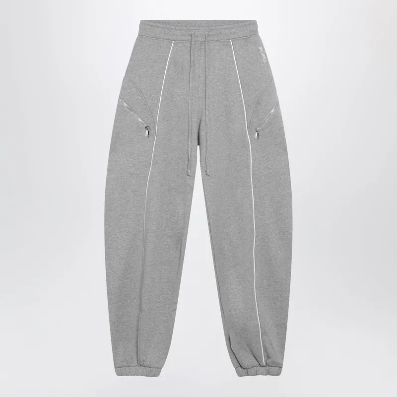 Long Jogger Pants In Melange Grey Cotton Jersey - The Attico