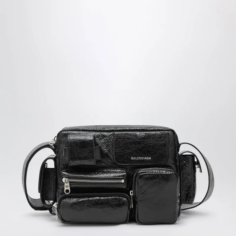 Superbusy Camera Bag In Black Arena Lambskin - Balenciaga