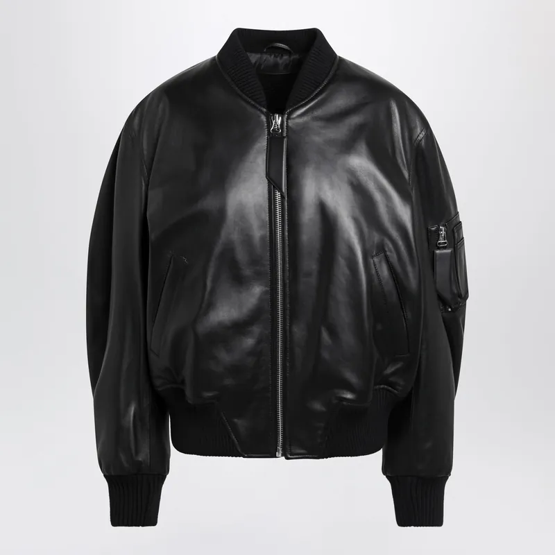 Anja Bomber Jacket In Black Leather - The Attico