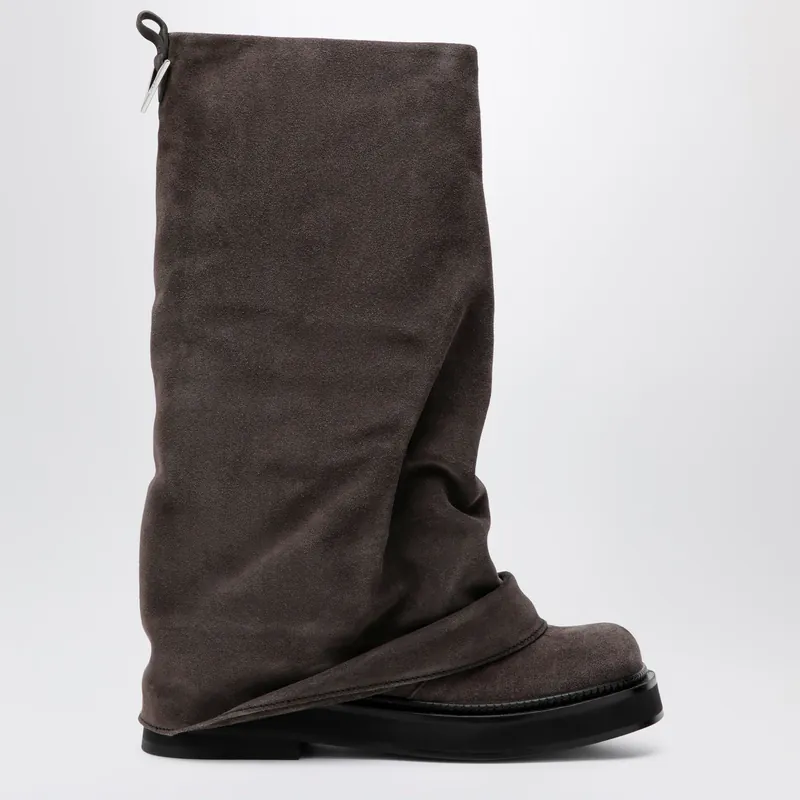 Robin Combat Boots In Suede, Dark Grey - The Attico