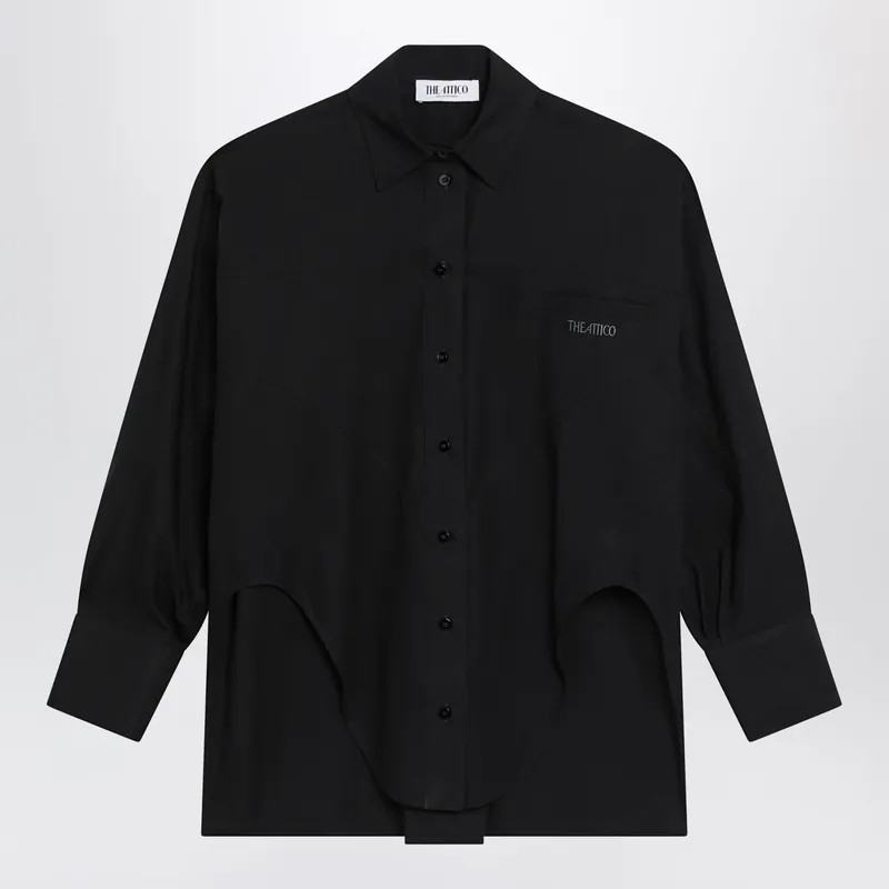 Black Cotton Shirt With Logo - The Attico