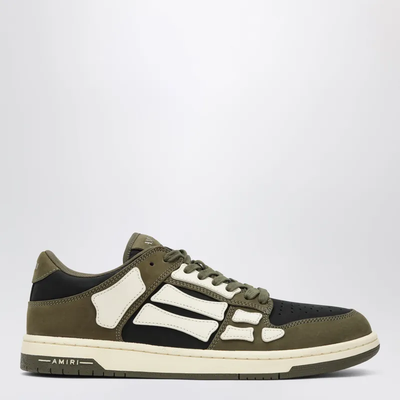 Skel Top Low Sneakers In Black/Army Green/White - Amiri