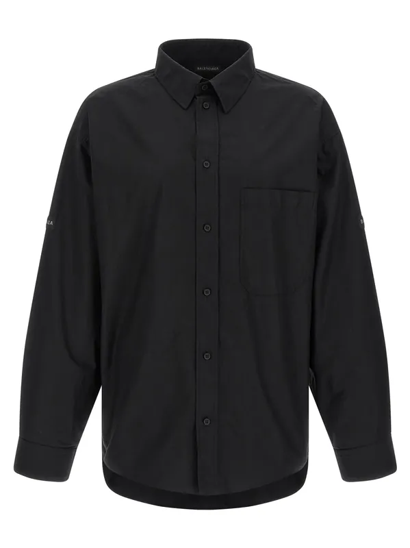 Logo Patch Shirt Shirt And Blouse Black - Balenciaga