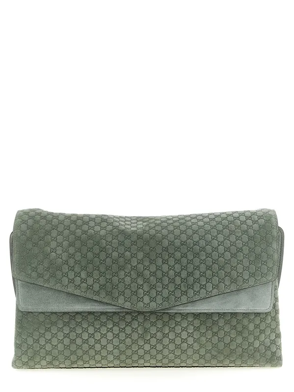 Gg Large Suede Shoulder Bag Shoulder Bags Green - Gucci