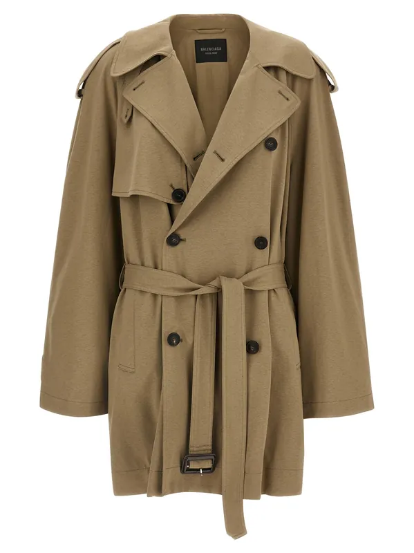Cotton Trench Coat Coats And Trench Coats Beige - Balenciaga