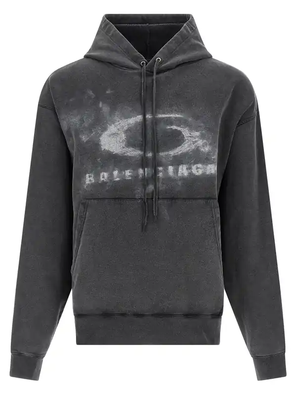 Washed Crayon Loop Sweatshirt White/Black - Balenciaga