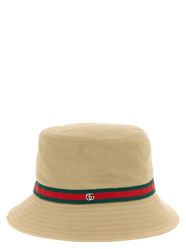 Web Tape Bucket Hat Hats Beige - Gucci