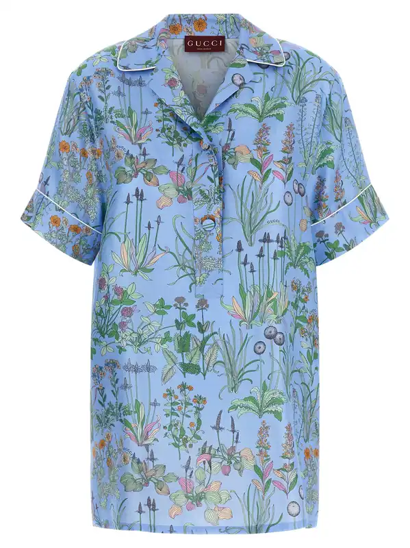 Silk Blouse Shirt And Blouse Light Blue - Gucci