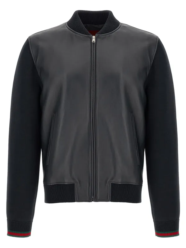 Bomber Jacket With Tassel And Sweater Puffer Jackets Blue - Gucci