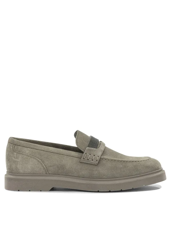 Suede Loafers With Charm Loafers & Slippers Beige - Brunello Cucinelli