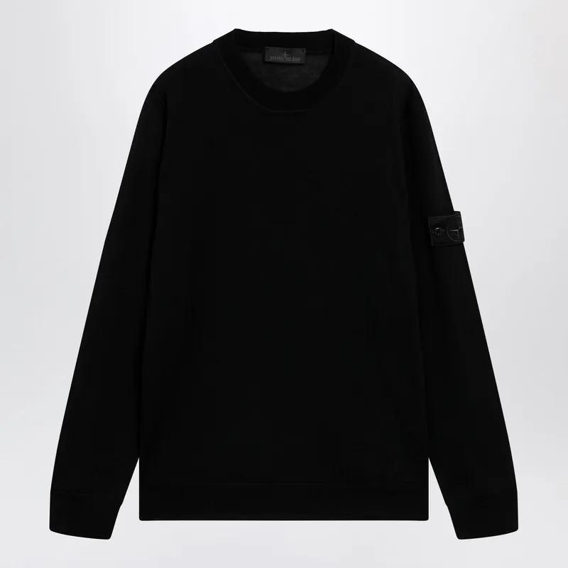Black Wool Crew-Neck Sweater