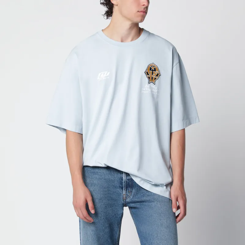 Off-White Light Blue T-Shirt With Logo Prints