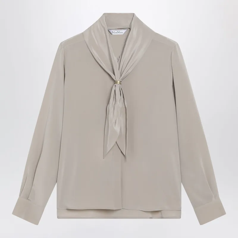 Rock Beige Silk Blouse With Scarf - Max Mara