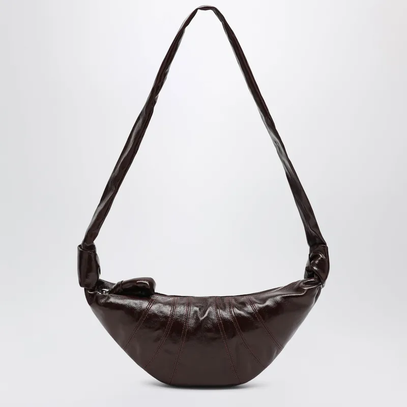 Small Croissant Bag In Brown Coated Cotton - Lemaire