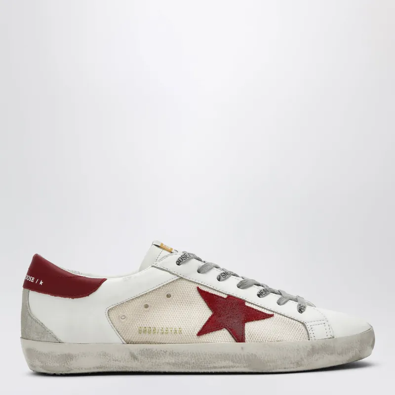 Golden Goose Super-Star Sneakers In Beige/White/Red