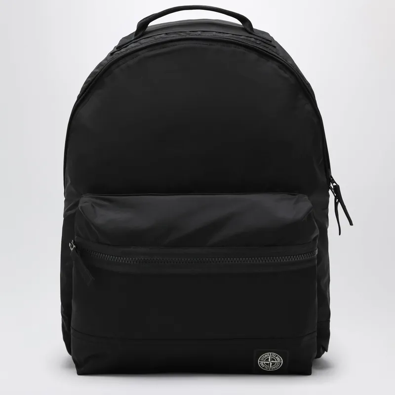 Black Nylon Backpack With Logo Patch - Stone Island