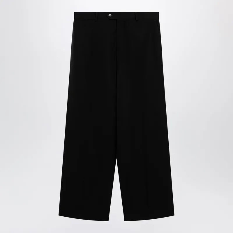 Wide-Leg Tailored Trousers In Black Twill