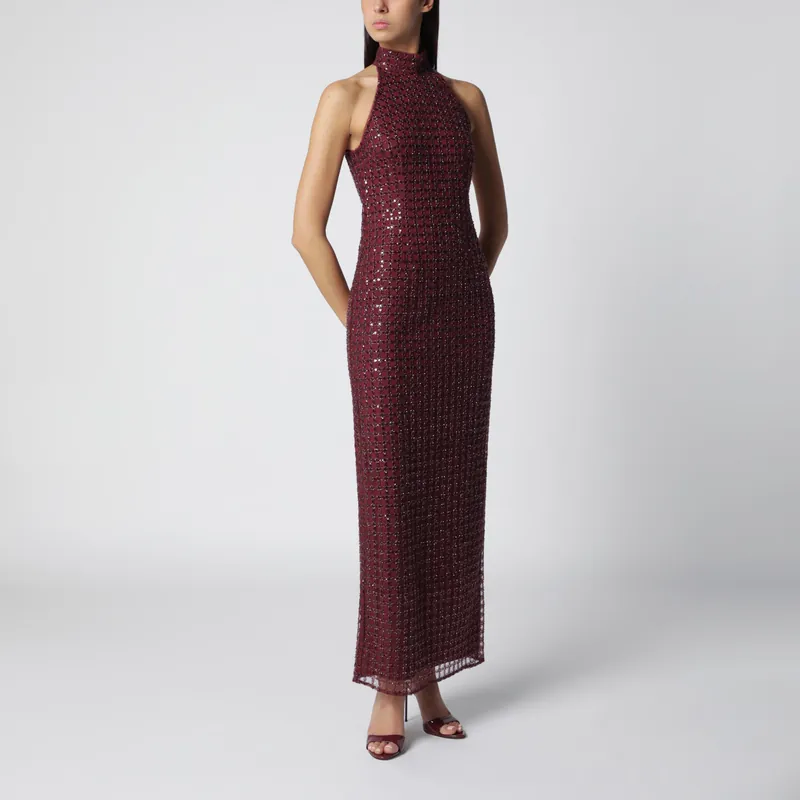 Burgundy Beaded Maxi Dress - Rotate