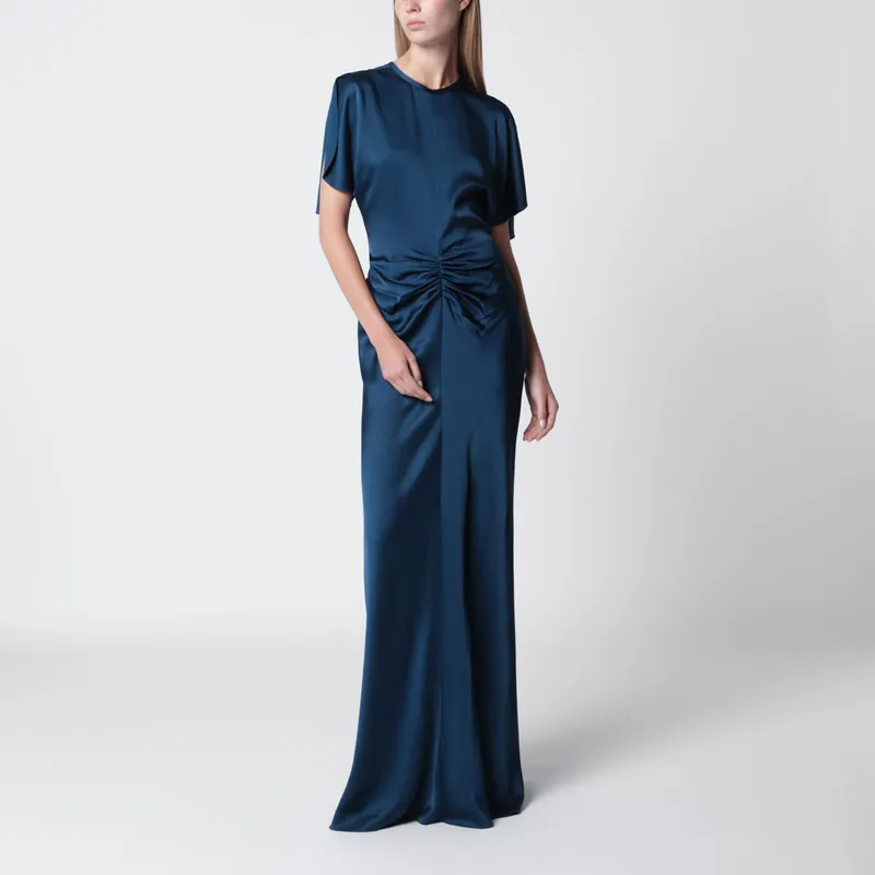 Ocean Blue Isabella Satin Crêpe Maxi Dress - Victoria Beckham