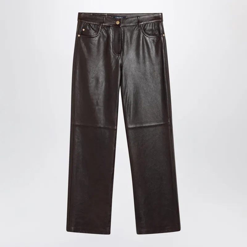 Brown Lamb Nappa Leather Trousers - 'S Max Mara