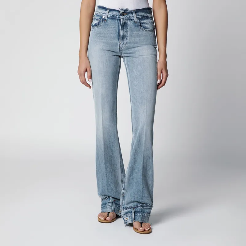 Flora High-Waisted Flared Jeans In Light Blue Denim
