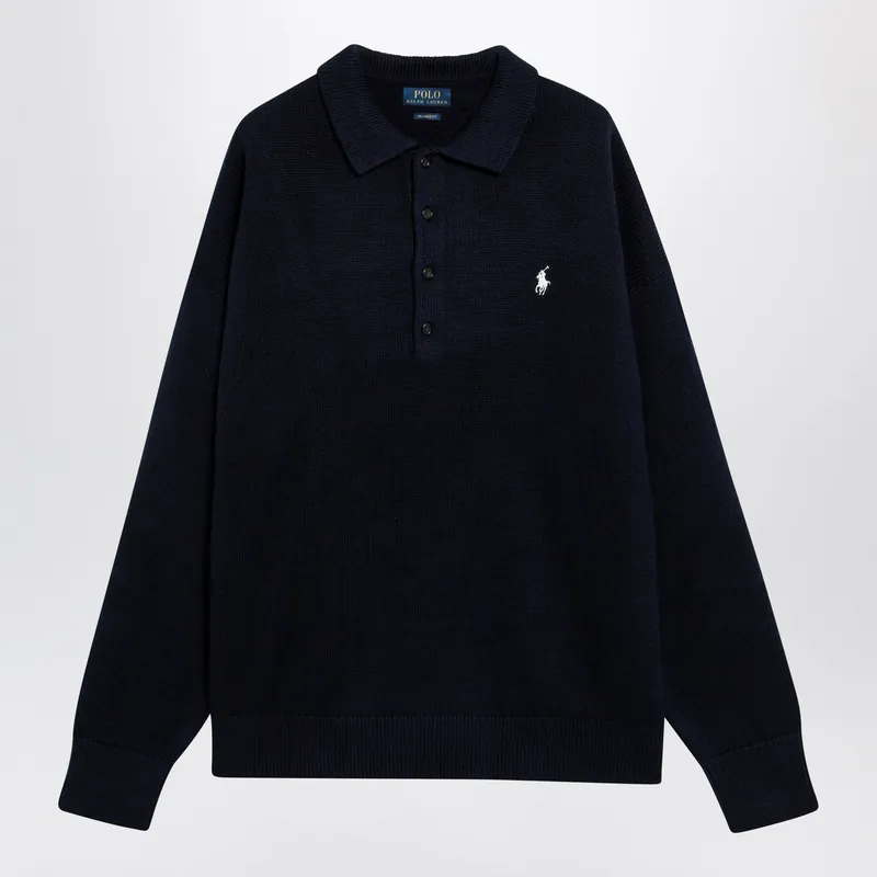 Navy Blue Polo Sweater With Flag Motif - Polo Ralph Lauren