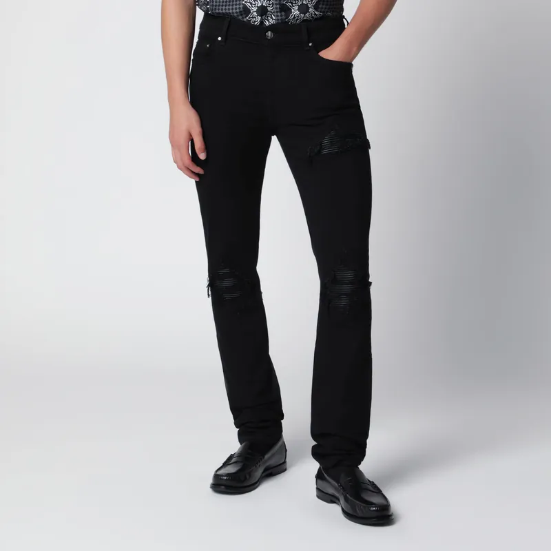 Ripped Skinny Cotton Jeans In Black - Amiri