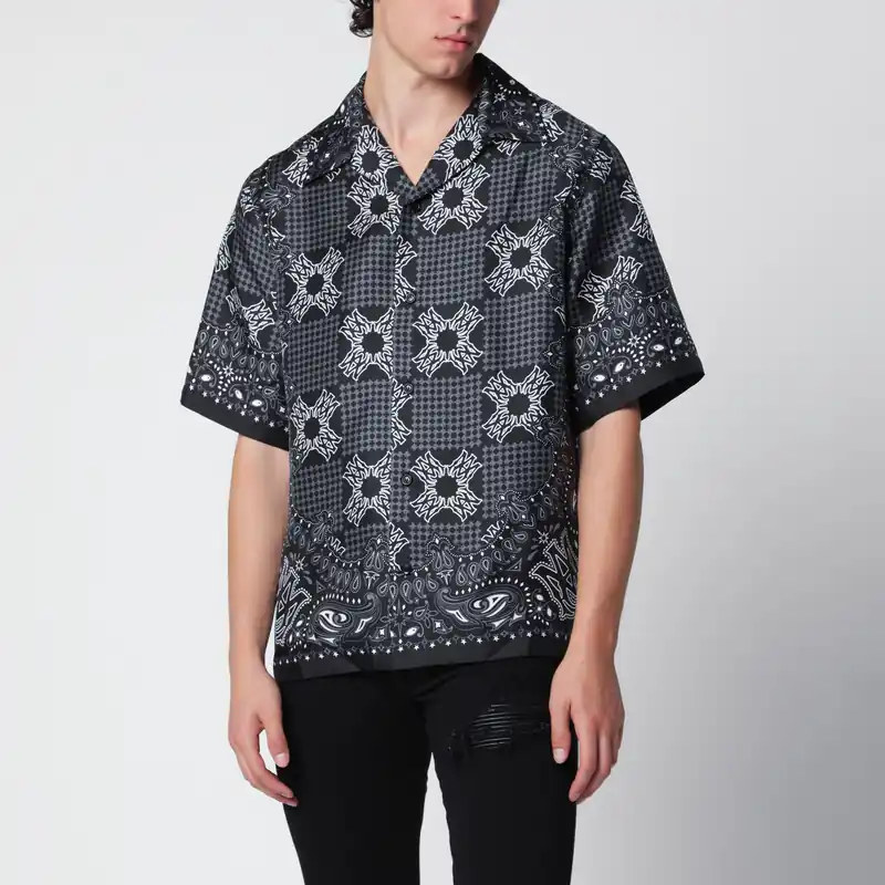 Ma Check Camp Checked Silk Camp Shirt In Black - Amiri