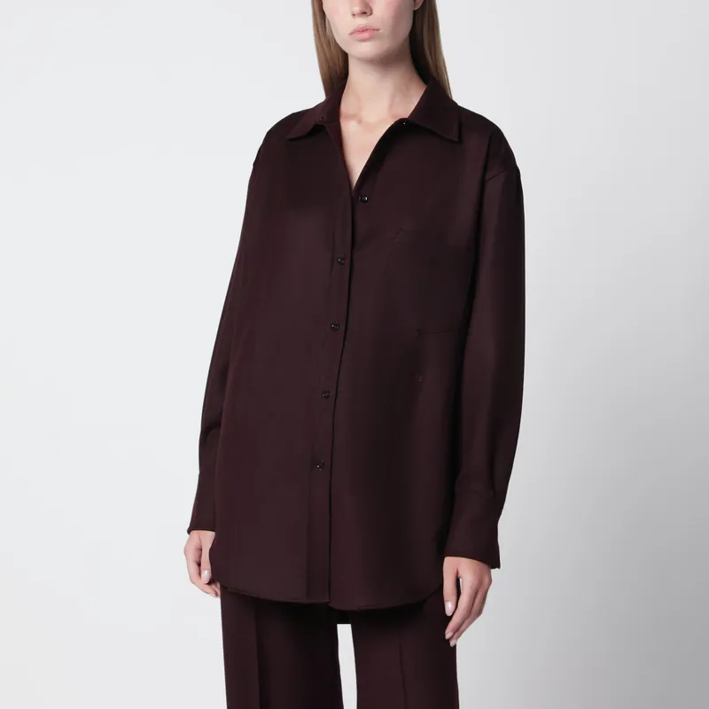 Virgin Wool Flannel Shirt In Acai - Victoria Beckham