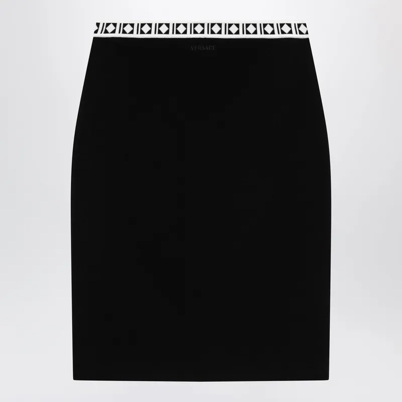 Jacquard Viscose-Blend Midi Skirt In Black