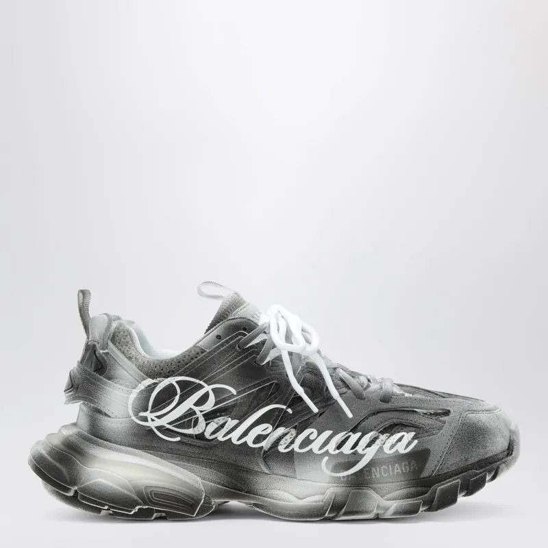 Track Stencil Logo Sneakers In Black/White - Balenciaga