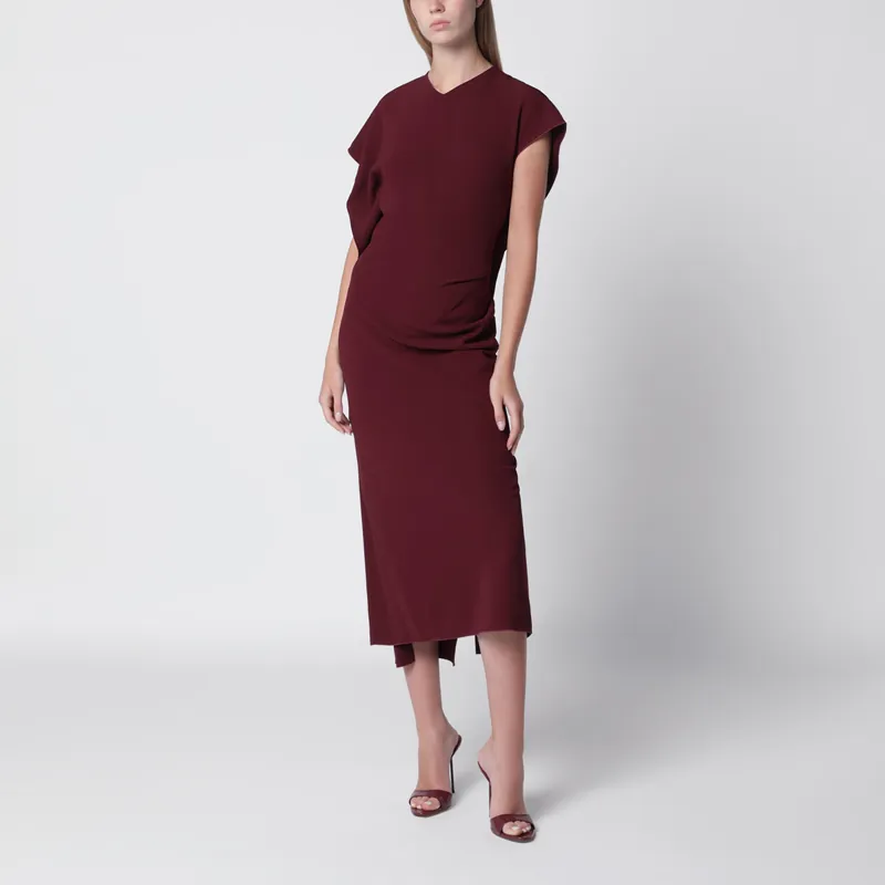 Victoria Stretch Cady Ankle-Length Dress In Cinnabar Red