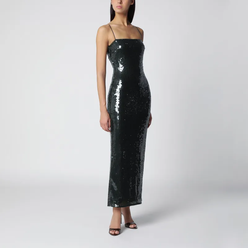 Olive Black Sequined Maxi Dress - Rotate