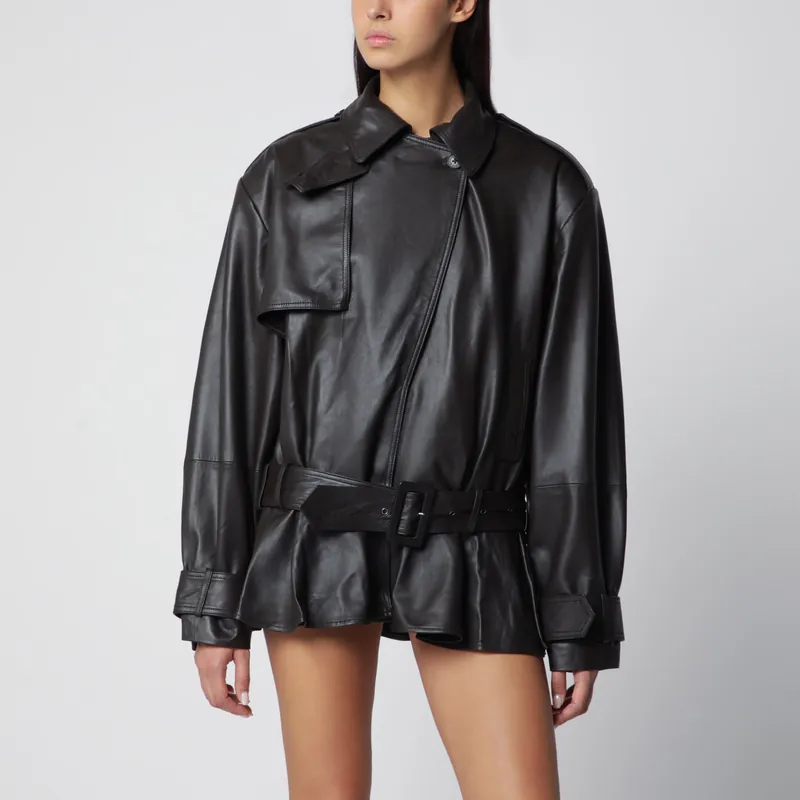 Biker Jacket In Lamb Leather In Dark Brown - Rotate