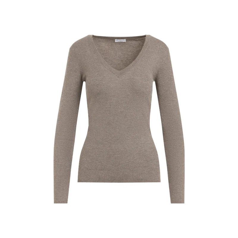 V Neck Brown - Brunello Cucinelli