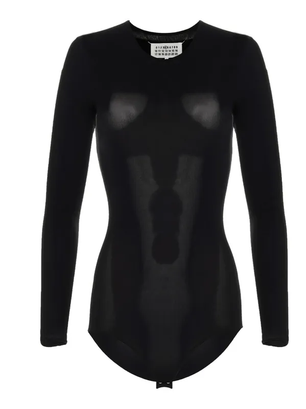 Long Sleeves Crew Neck Bodysuit Tops Black - Maison Margiela