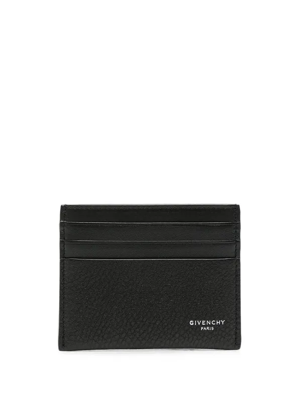 Logo-Print Grained Leather Card Holder