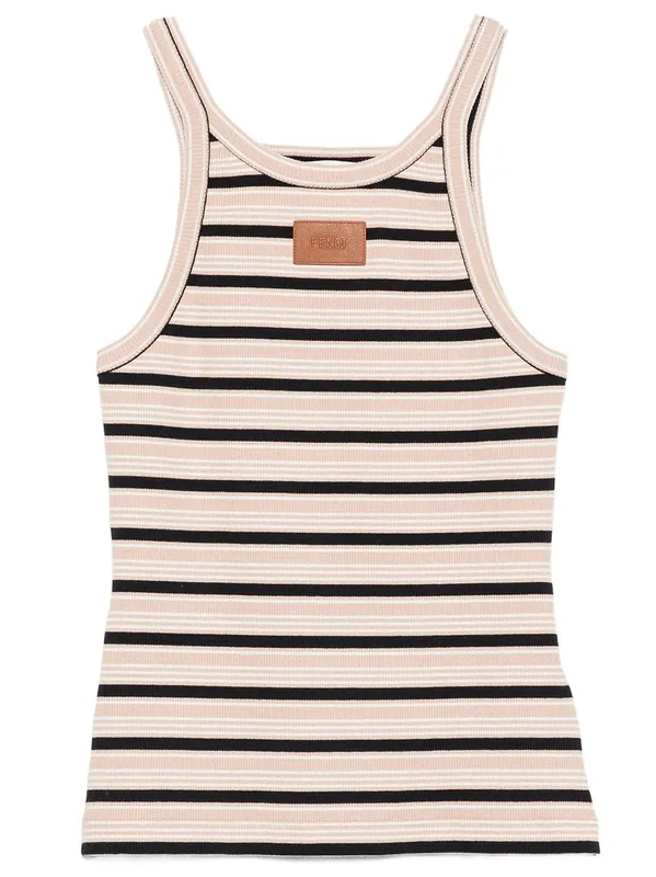 Multicolour Cotton Striped Knit Top - Fendi