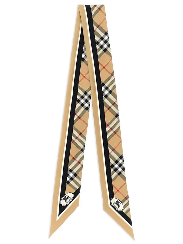 Skinny Check Silk Scarf - Burberry London England