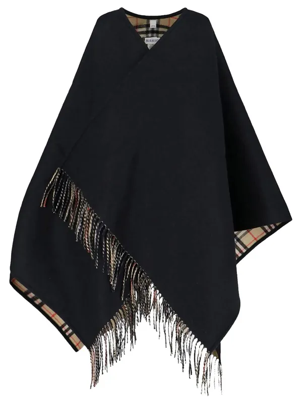 Reversible Check Wool Cape - Burberry London England