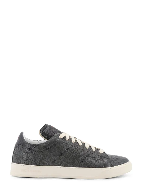 Leather Sneakers With Iconic Side Stitching - Kiton