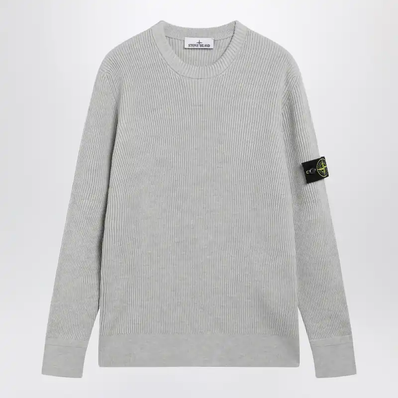 Sand Ribbed Crew-Neck Sweater