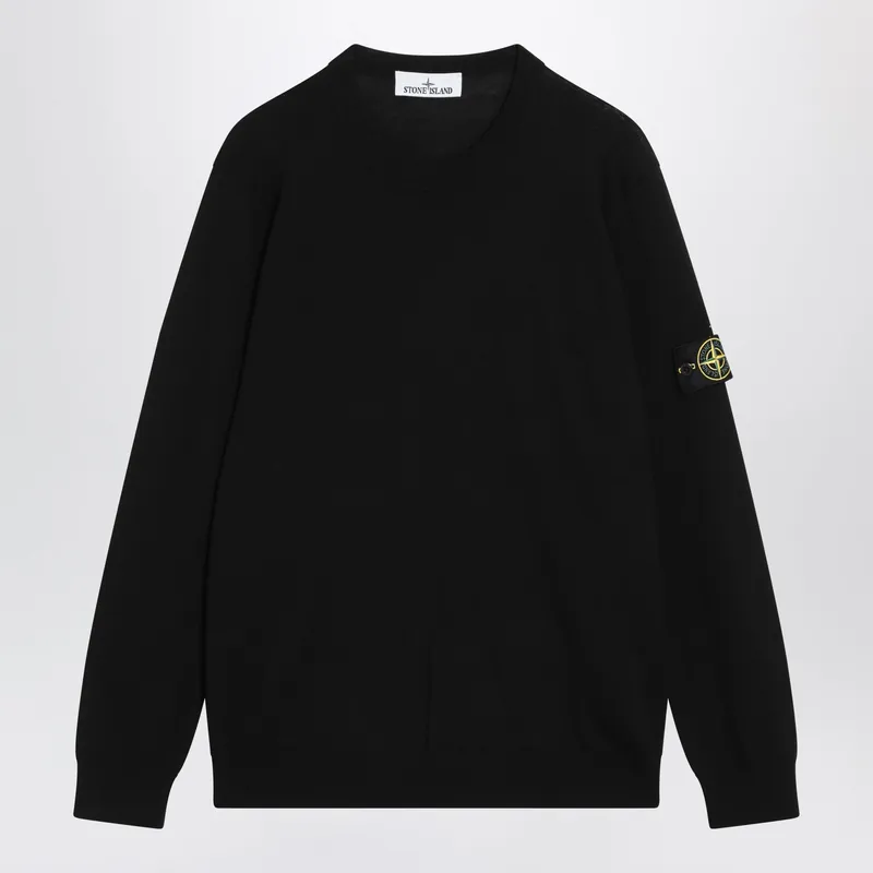 Black Wool Crew-Neck Sweater