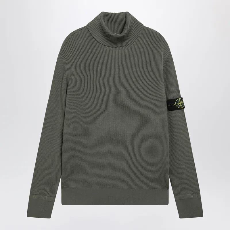 Military Green Ribbed Turtleneck Sweater - Stone Island