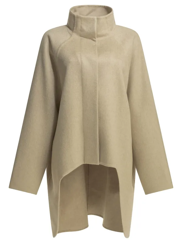 Long Asymmetrical Cashmere Coat Jackets And Coats Beige - Alaïa