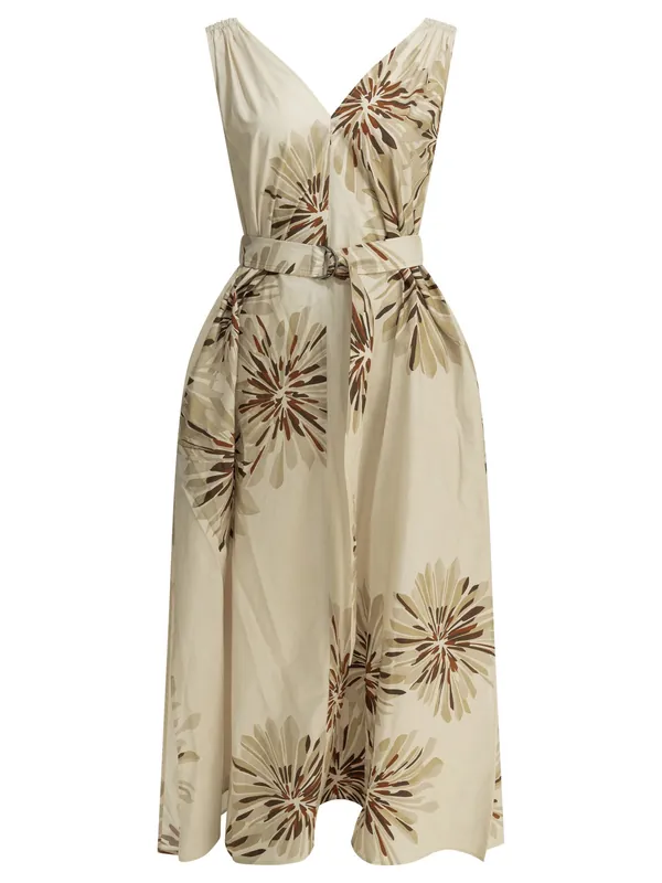 Bloom Print Dresses Beige - Brunello Cucinelli